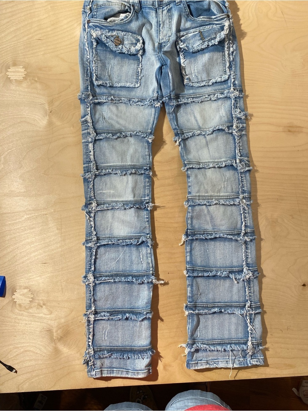 FWRD Denim Light Blue Distressed Patchwork Jeans 30 x 36 (SA)